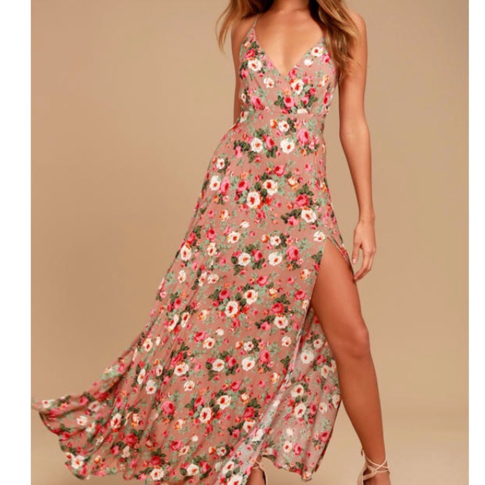Blush Floral Print Maxi Dress
